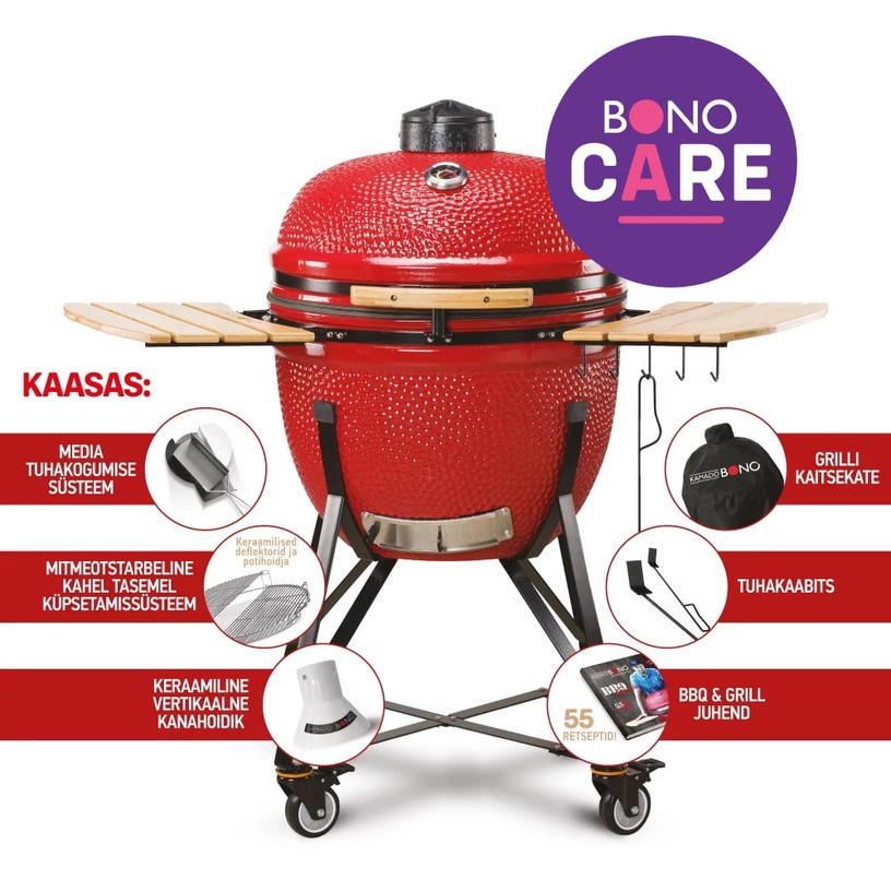 Grill Kamado Bono Limited TQ0025, punane, 64 cm