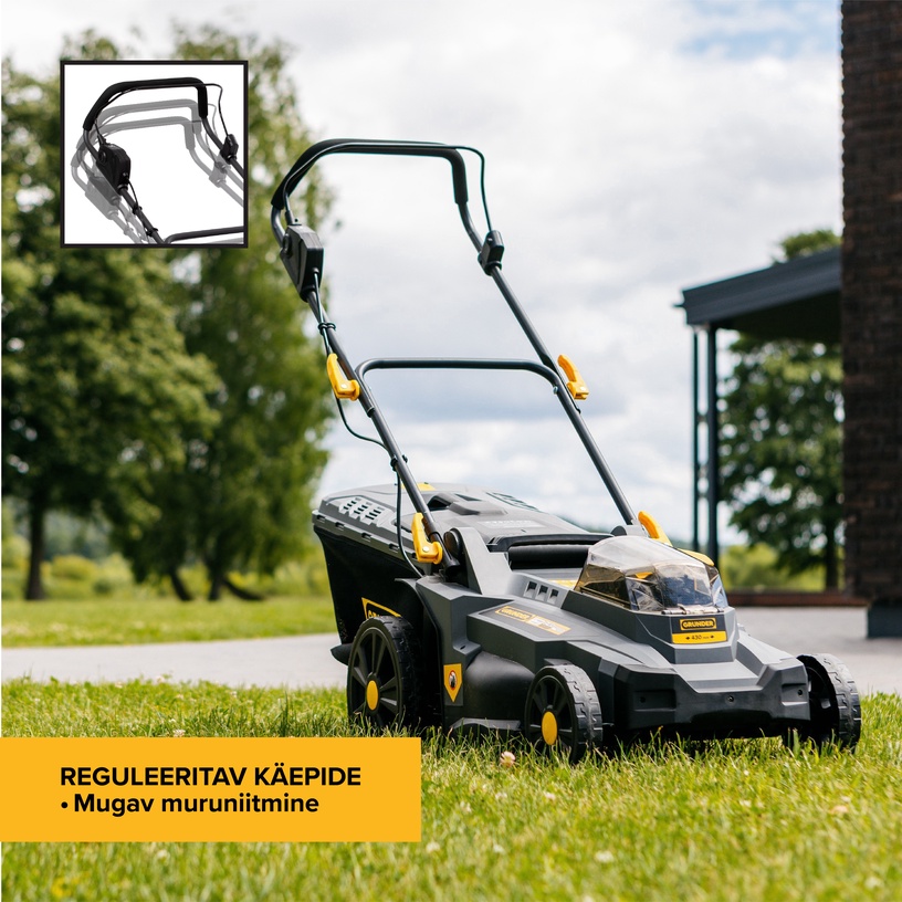 Akutoitel muruniiduk Grunder SF8A107, 2x18 V, 43 cm, 2x4 Ah