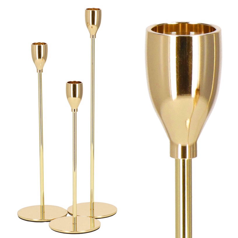 Svečturis Springos HA7264, metāls, Ø 8 cm, 33 cm, zelta
