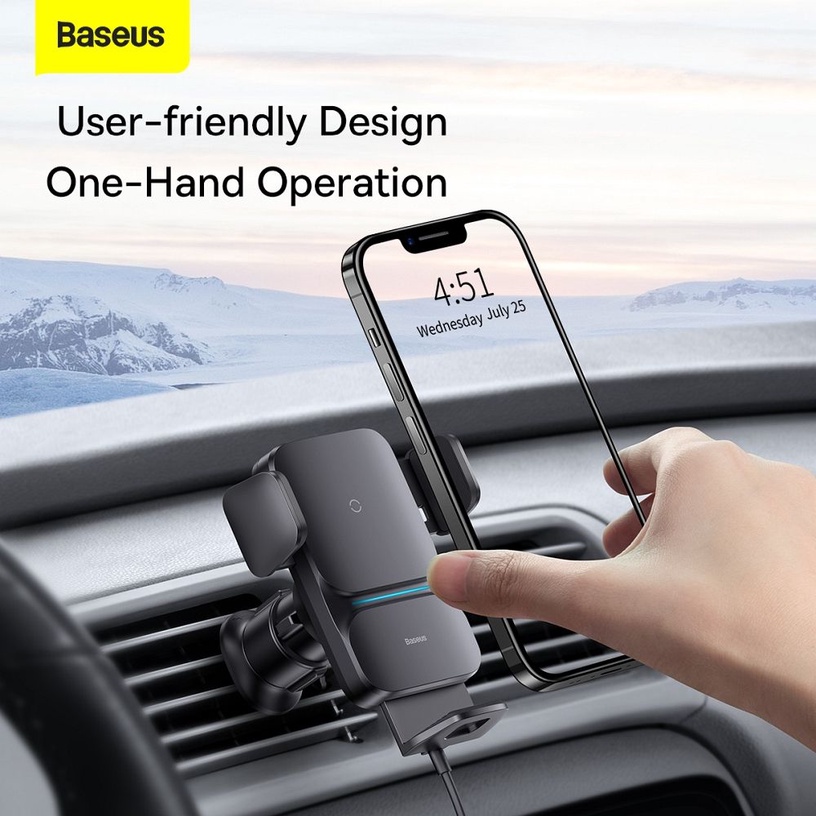 Auto telefona lādētājs Baseus Wisdom CGZX000101, USB Type-C, melna, 15 W