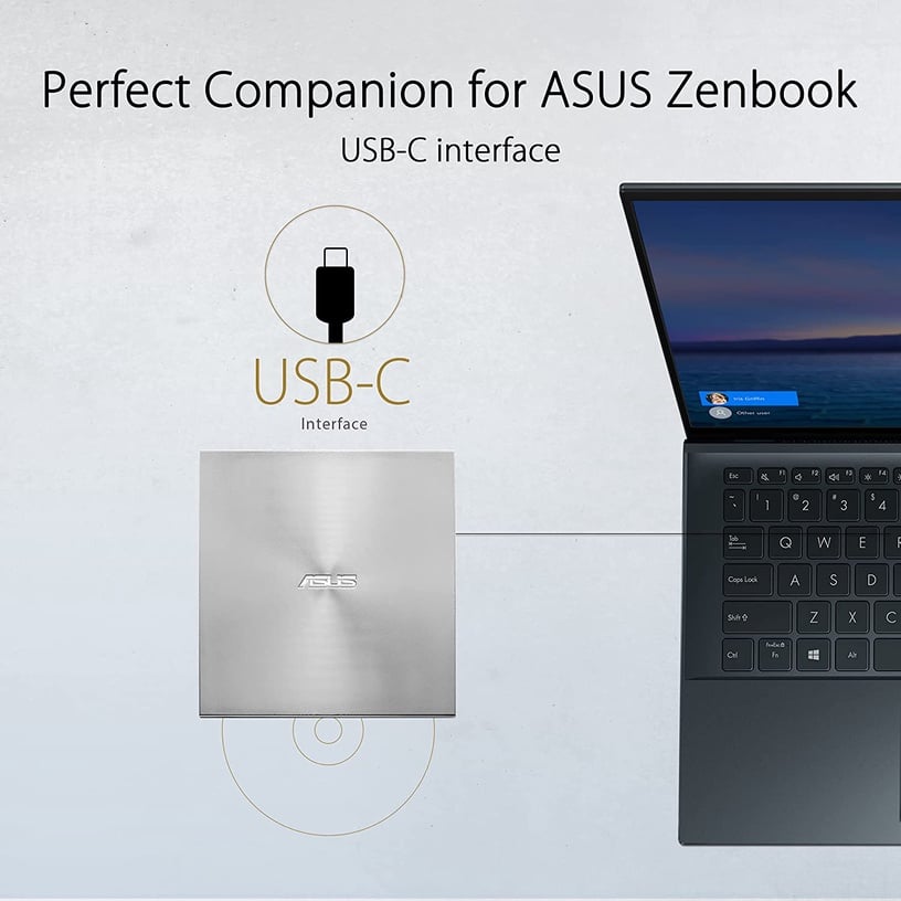Ārējais optiskais diskdzinis Asus SDRW-08U8M-U, 235 g, sudraba