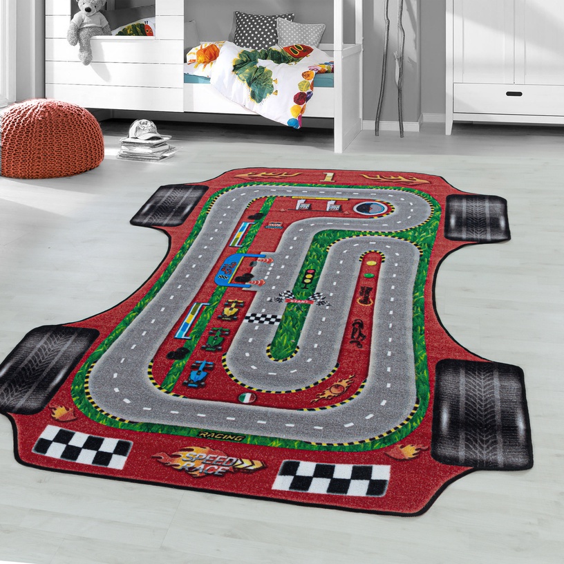Paklājs iekštelpu Play Racetrack, sarkana, 200 cm x 140 cm