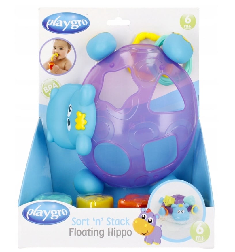 Vannitoa mänguasjade komplekt Playgro Hippo Sort & Stack, mitmevärviline
