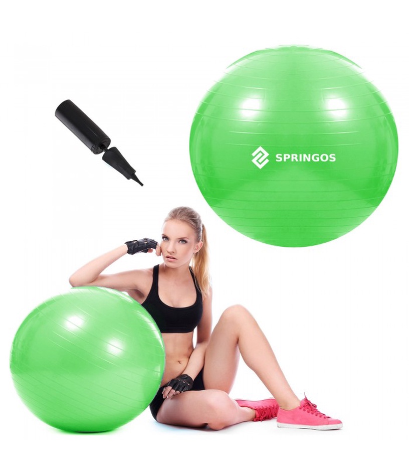 Гимнастический мяч Springos FB0006, зеленый, 65 см