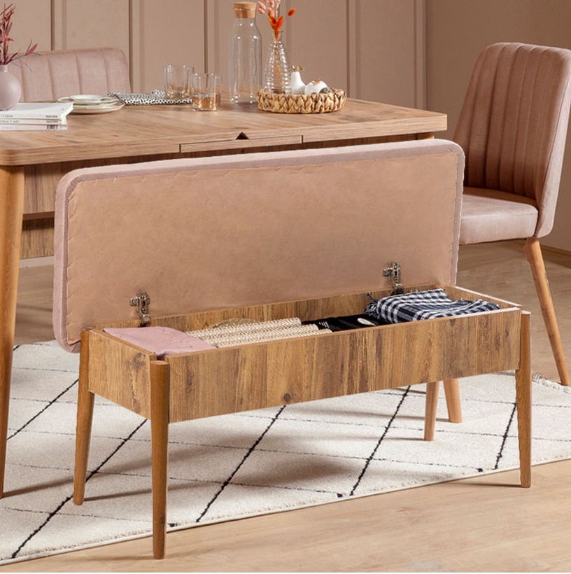 Ēdamistabas komplekts Kalune Design Vina, priedes/gaiši rozā