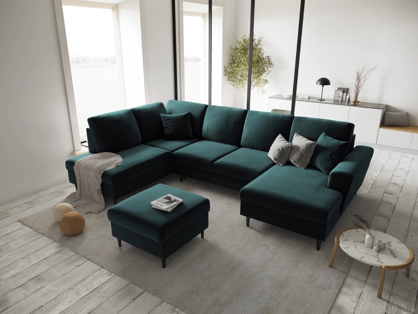 Dīvāngulta Micadoni Home Moghan Velvet Panoramic, zaļa, kreisais, 313 x 194 cm x 88 cm
