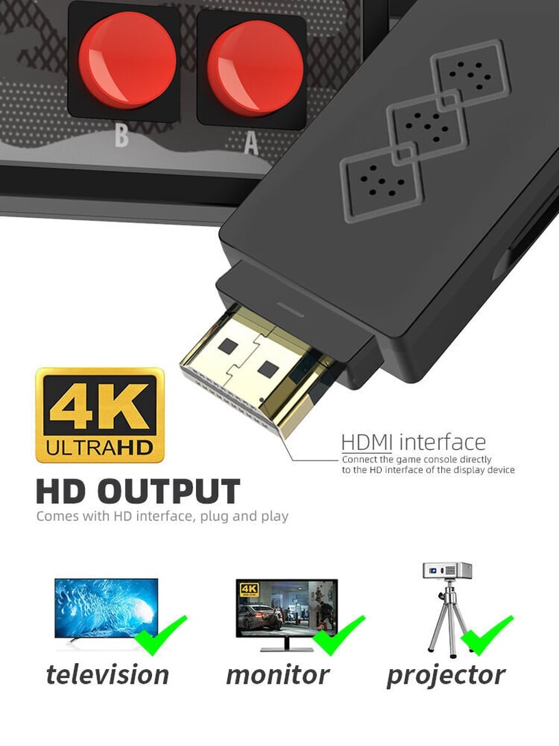 Spēļu dators HappyJoe Y2HD Plus 1800 Games + Download, HDMI