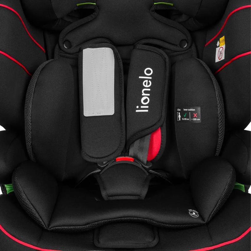 Turvatool Lionelo Levi i-Size, must/punane, 9 - 36 kg