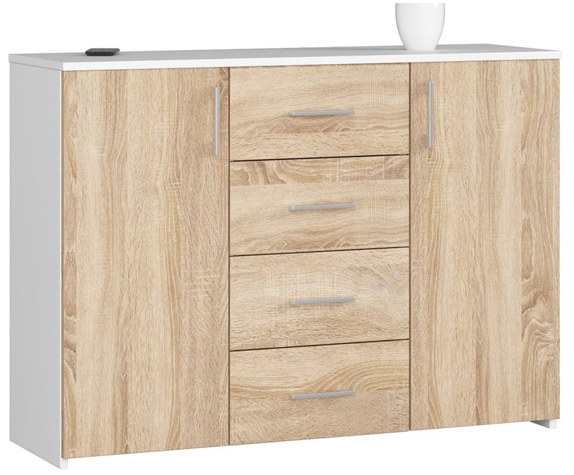 Комод Akord K45, белый/дуб сонома, 35 см x 110 см x 80 см