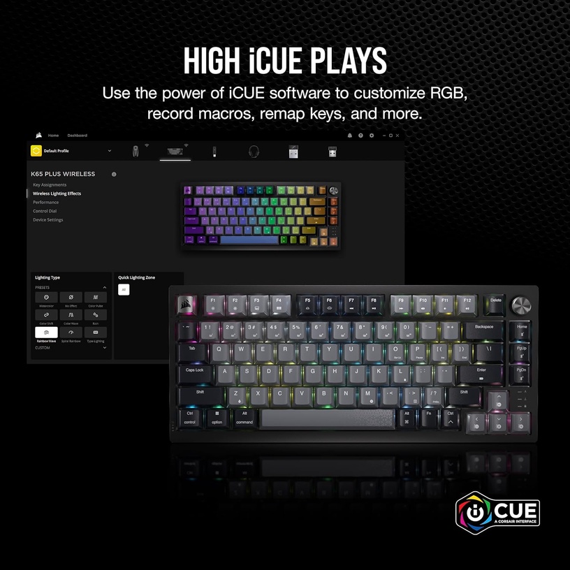 Клавиатура Corsair K65 Plus Corsair MLX Red, Английский (US), черный/серый, беспроводная