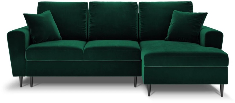 Stūra dīvāns Micadoni Home Moghan Velvet 4 Seats, tumši zaļa, labais, 241 x 145 cm x 88 cm