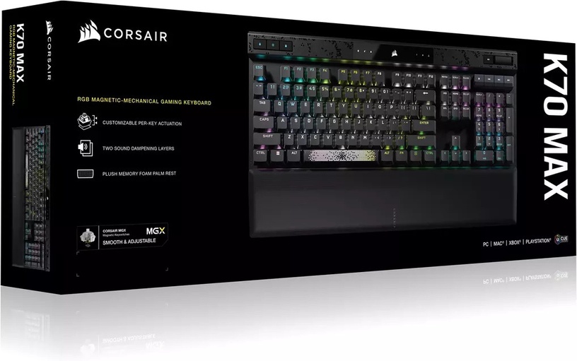 Клавиатура Corsair K70 MAX RGB Corsair MGX, Английский (US), черный