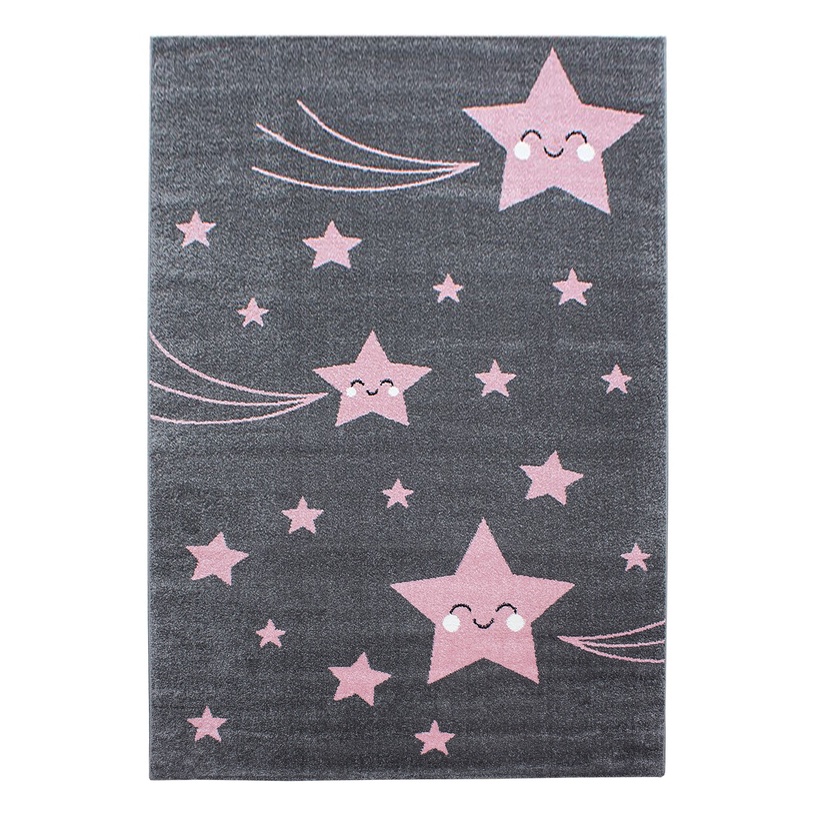 Vaip sise Kids Stars 1402000610, hall/roosa, 200 cm x 140 cm