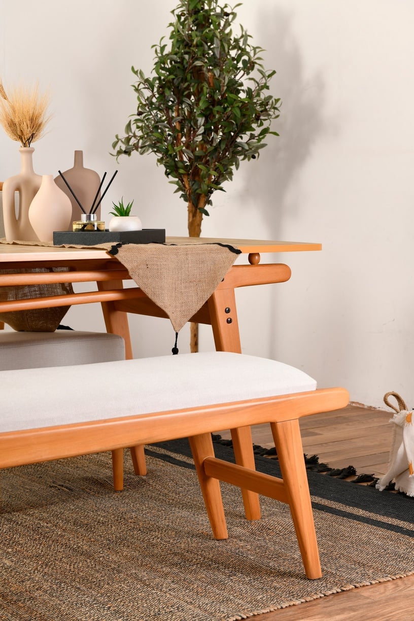 Ēdamistabas komplekts Kalune Design Palace 4S-1B, krēmkrāsas/ozols