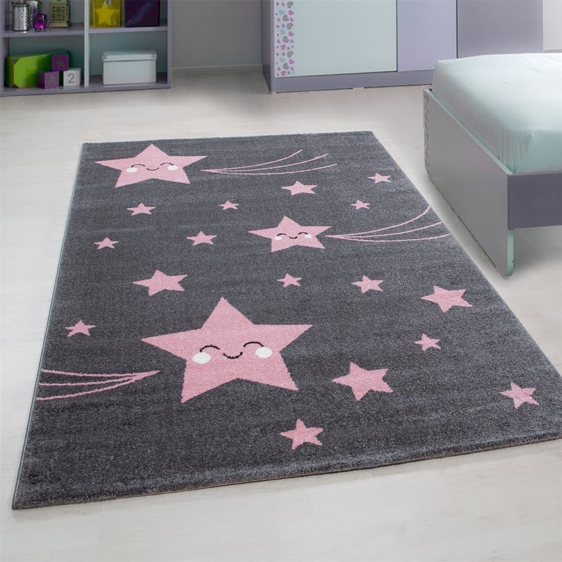 Vaip sise Kids Stars 1402000610, hall/roosa, 200 cm x 140 cm