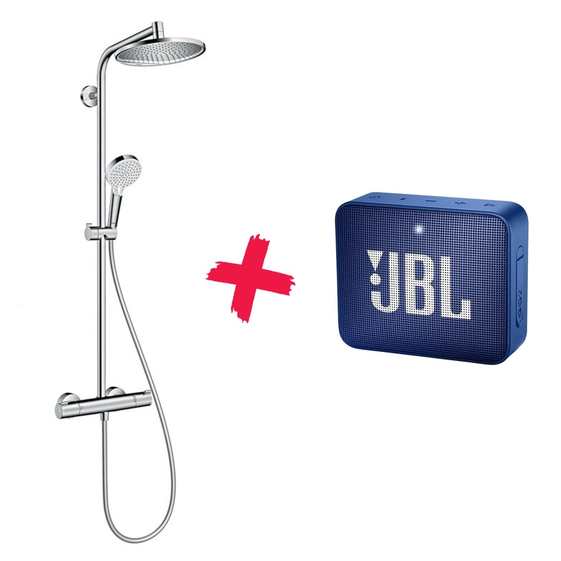 Душевой набор с термостатическим смесителем Hansgrohe Crometta 26781000 + JBL, хромовый