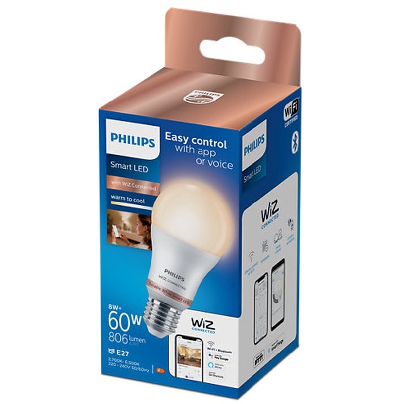 Nutikas pirn Philips Wiz LED, A60, 2700 - 6500 °K, E27, 8 W, 806 lm