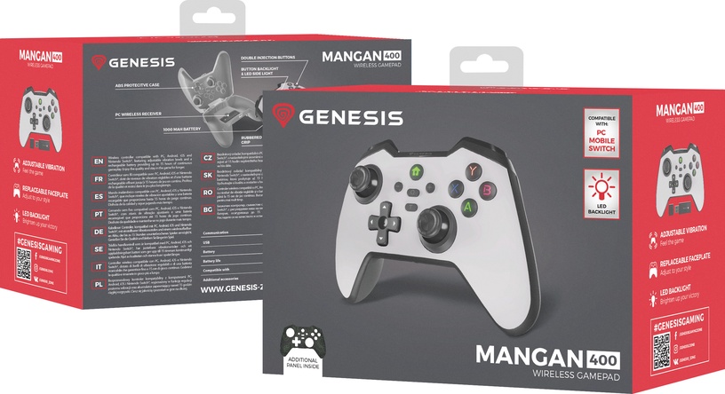 Mängukontroller Genesis Mangan 400, valge