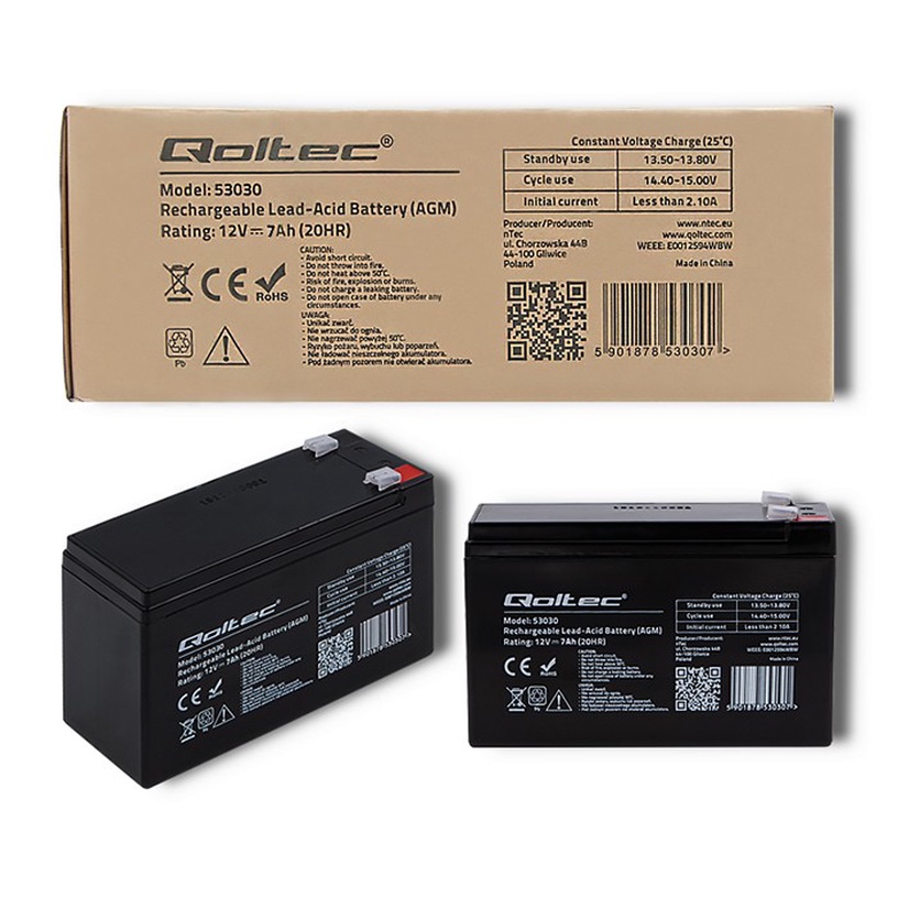 UPS akumulators Qoltec 53031, 0.009 Ah