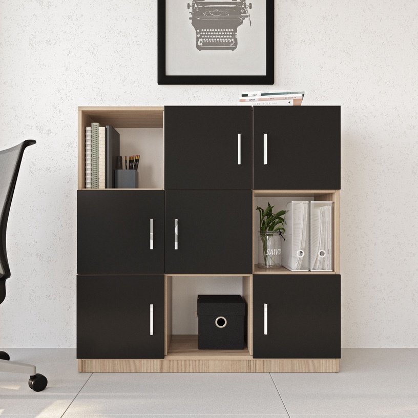 Шкафчики Kalune Design VO7 956LCS1518, дубовый/черный, 119.9 см x 73.6 см x 121.8 см