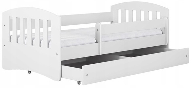 Bērnu gulta vienvietīga Kocot Kids Classic 1, balta, 80 x 140 cm, bez veļas kastes, ar matraci