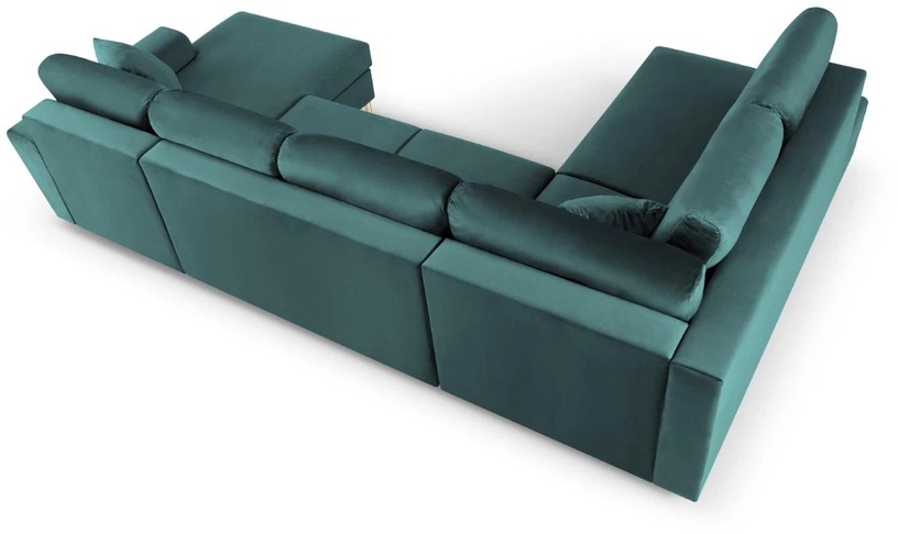 Диван-кровать Micadoni Home Moghan Velvet Panoramic, зеленый, левый, 313 x 194 см x 88 см