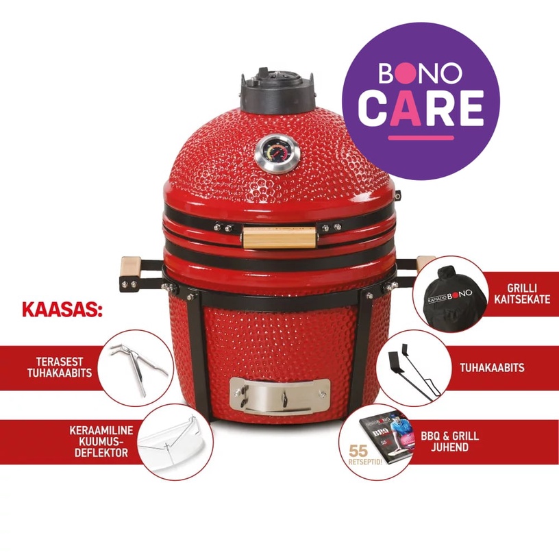 Grill Kamado Bono Minimo, punane, 40 cm