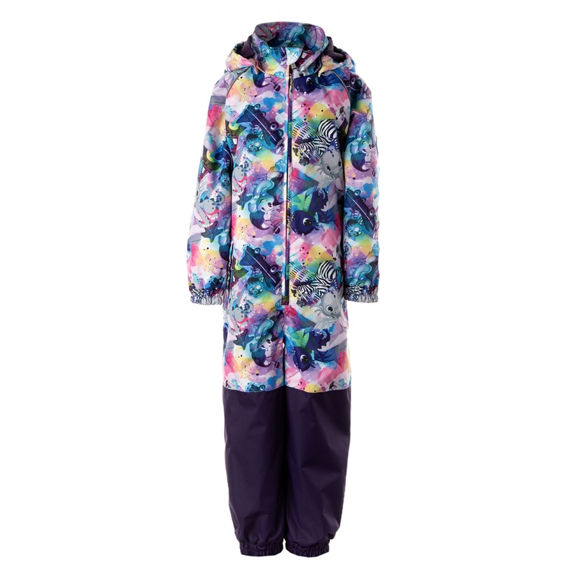 Kombinezons, klasisks pavasaris/rudens ar siltinājumu, bērniem Huppa Wille 1 40G, violeta/daudzkrāsaina, 122 cm