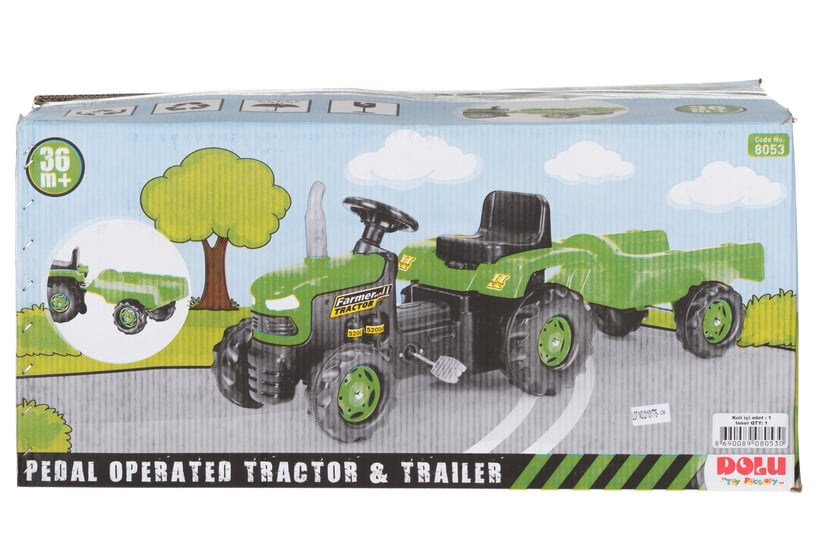 Pedaaltraktor Tractor With Trailer, roheline