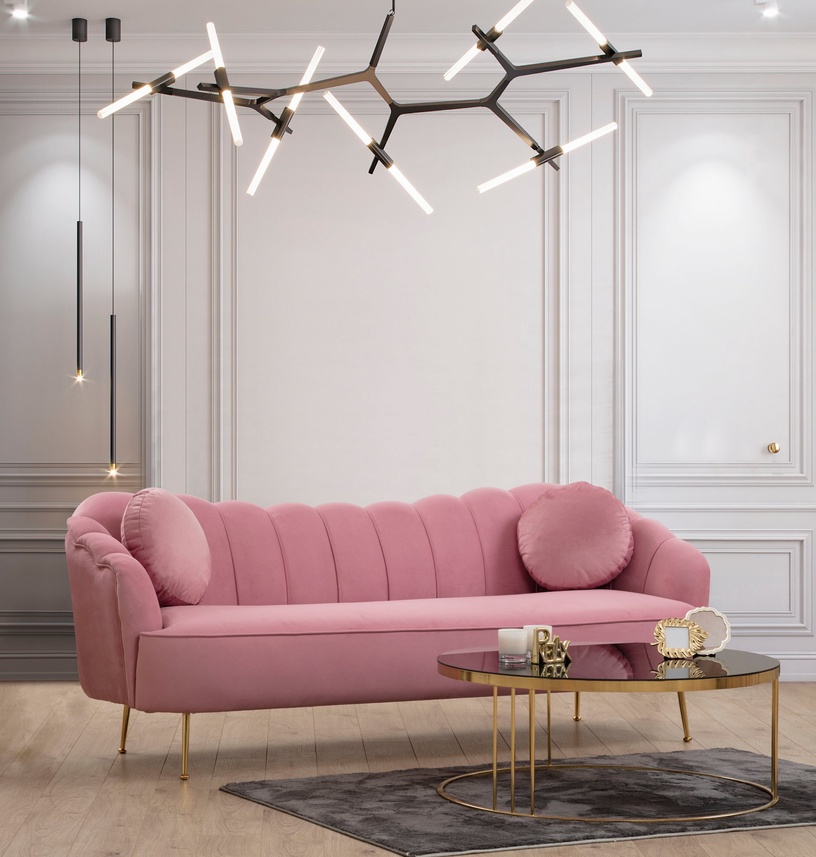 Диван Hanah Home Istiridye 3-Seat, розовый, 215 x 90 см x 80 см