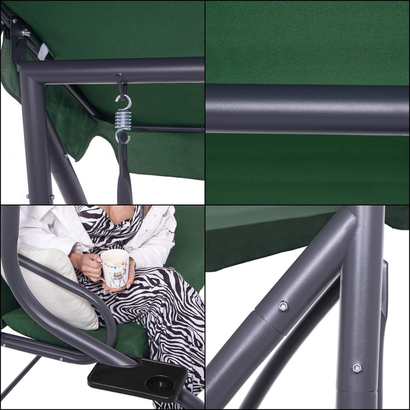 Diivan-kiik Springos GS0028, tumeroheline, 210 cm x 126 cm x 200 cm