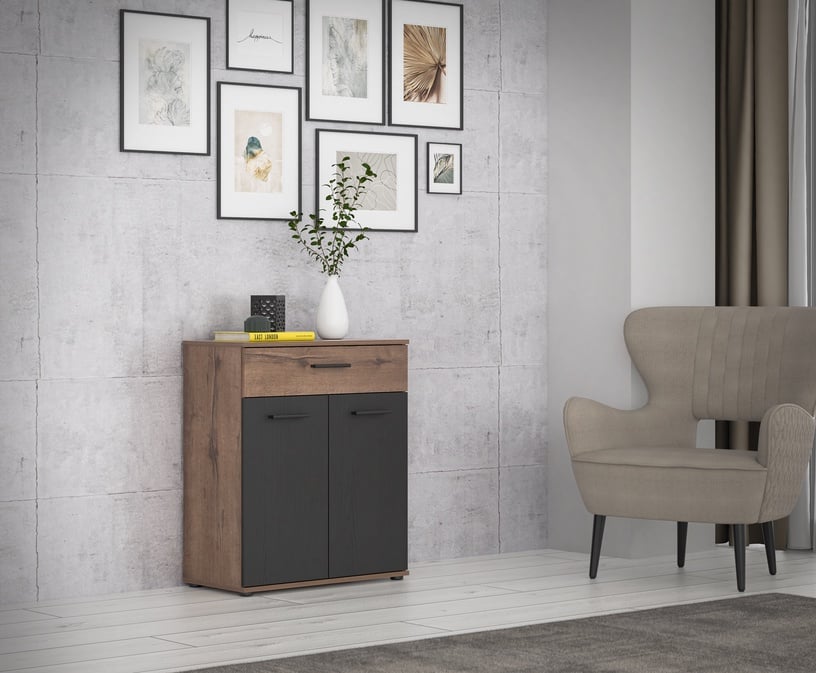 Комод Forte TOKK221-N09, коричневый/черный, 34.1 см x 69.9 см x 81.7 см
