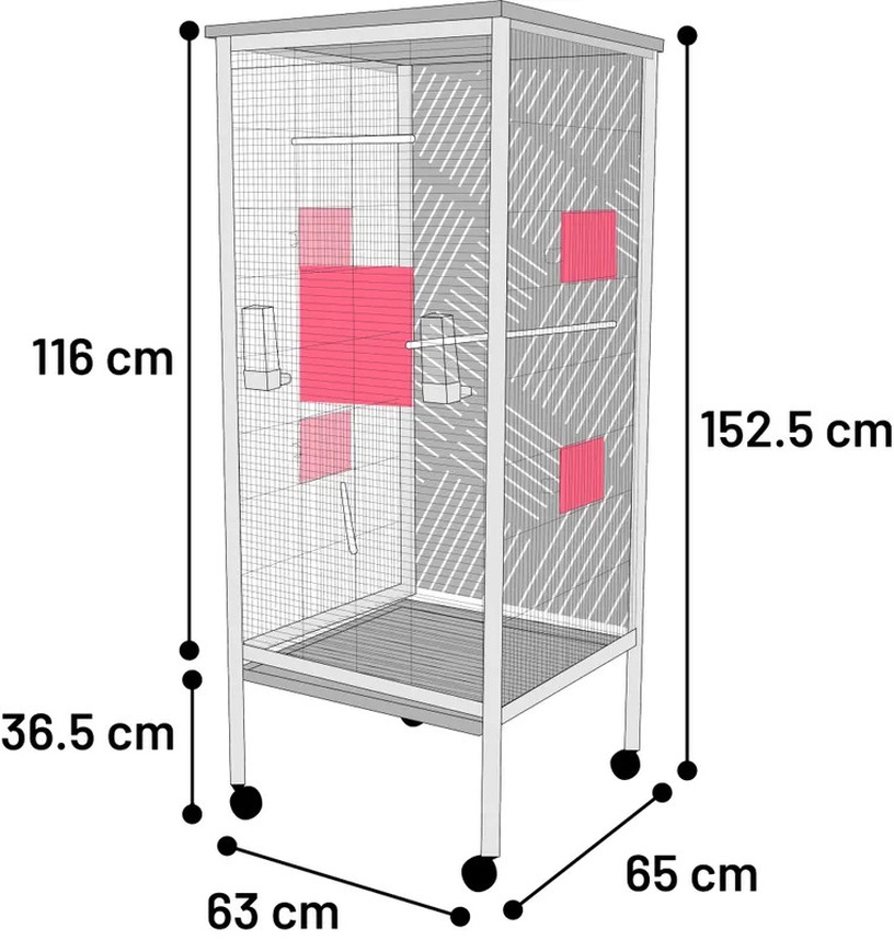 Linnupuur Flamingo Aviary Falco, 63 cm x 65 cm x 152.5 cm