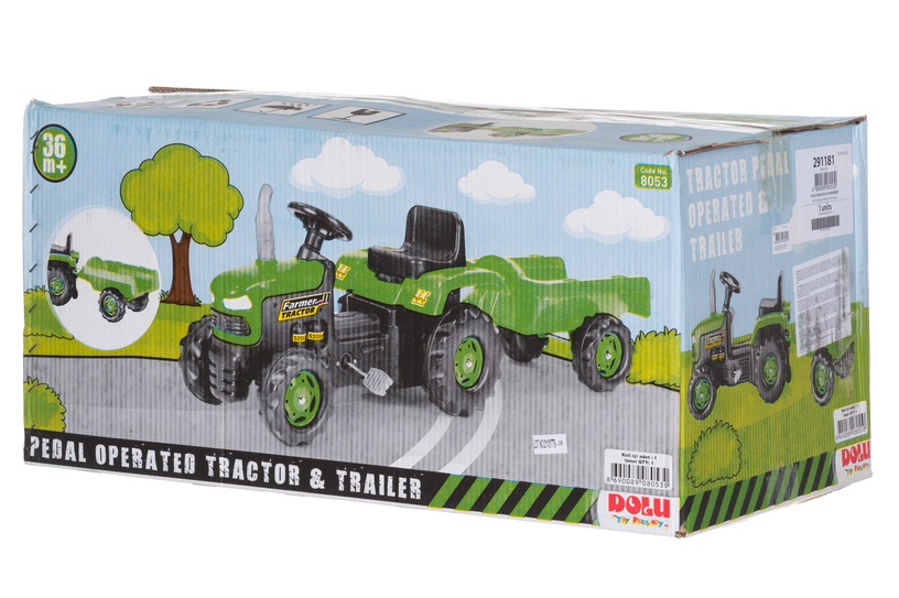 Pedaaltraktor Tractor With Trailer, roheline