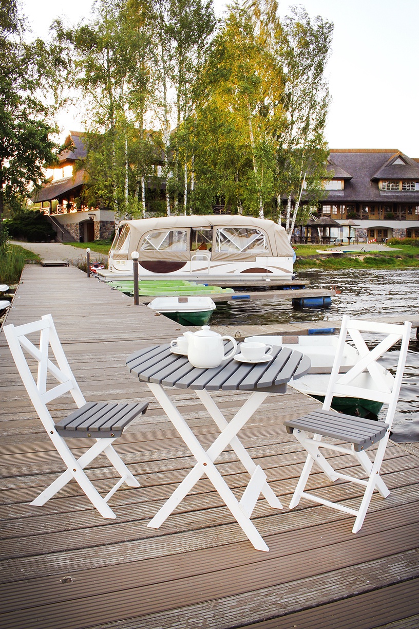 Välimööbli komplekt Picnic Round, valge/grafiit, 2 istekohta