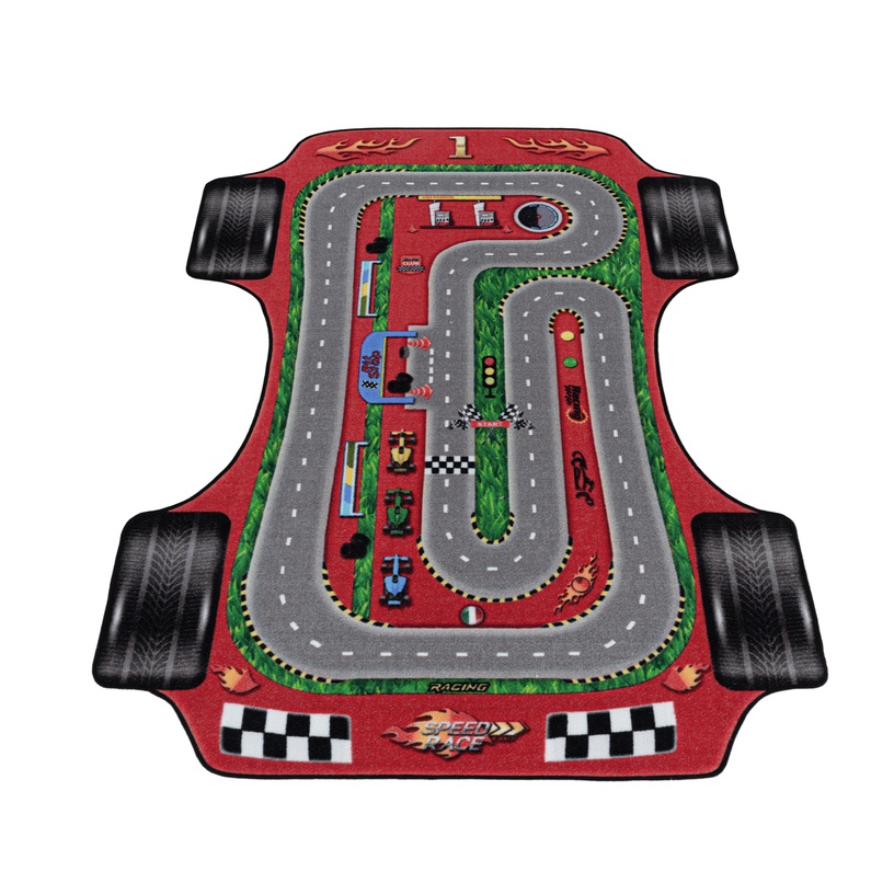 Paklājs iekštelpu Play Racetrack, sarkana, 200 cm x 140 cm
