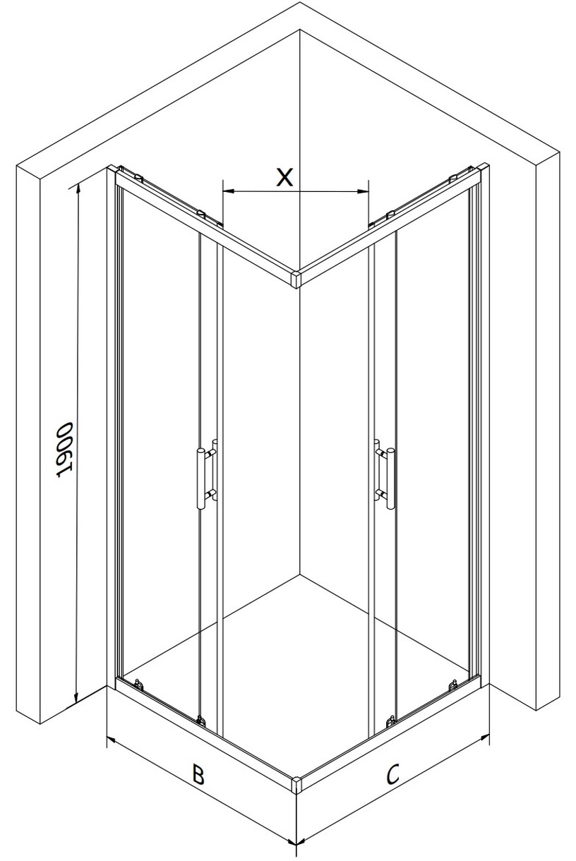 Душевая кабина Mexen Rio, квадратная, 90 см x 90 см x 190 см