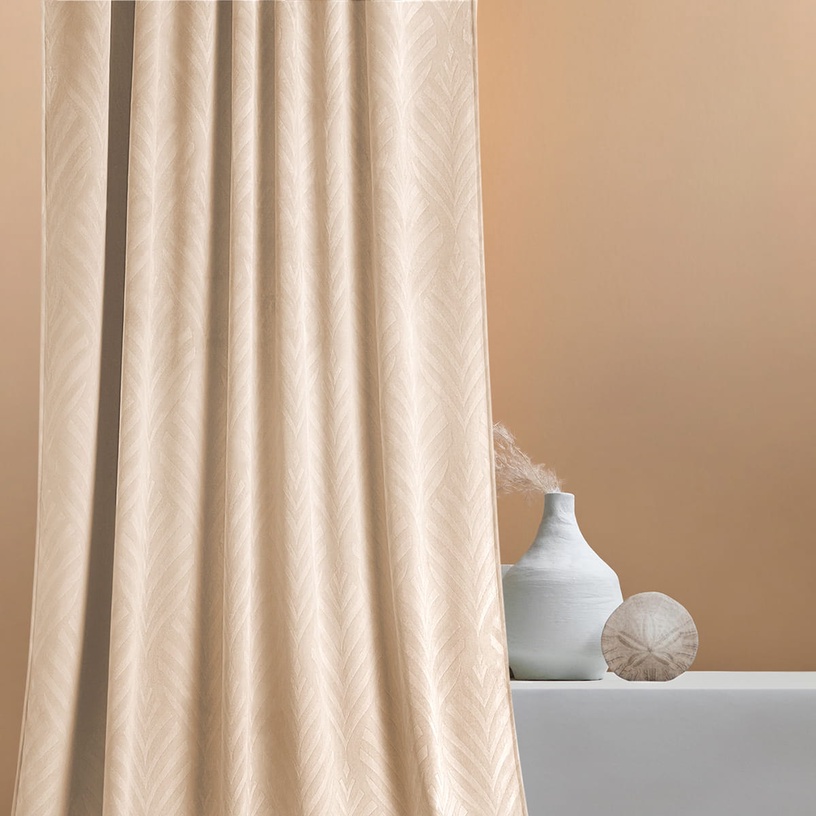 Nakts aizkari Room99 Leafly, krēmkrāsa, 140 cm x 260 cm