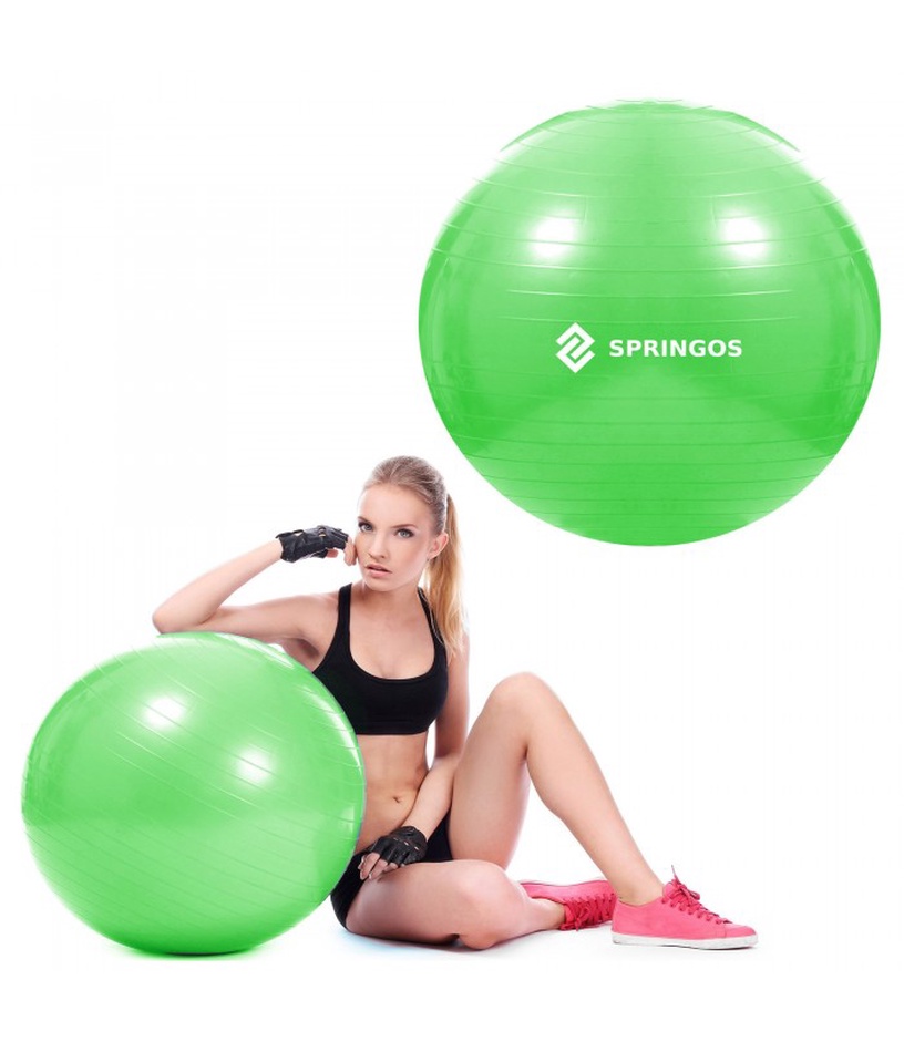 Гимнастический мяч Springos FB0006, зеленый, 65 см