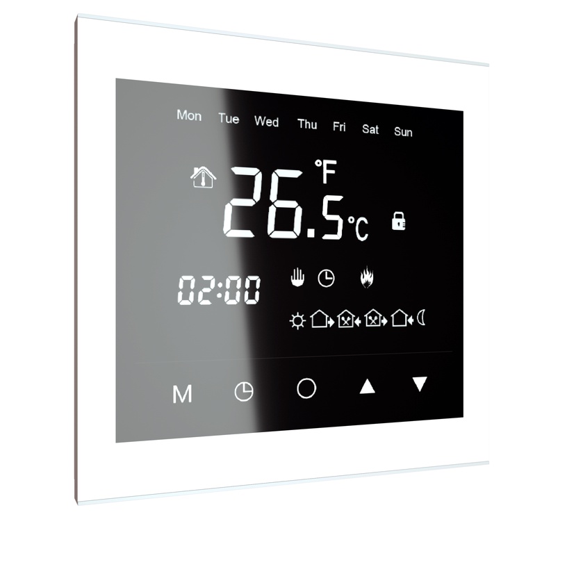 Программируемый термостат отопления Thermoval TVT 30 BB, встраивается в стену, белый, 8.5 см, 5 - 60 °С
