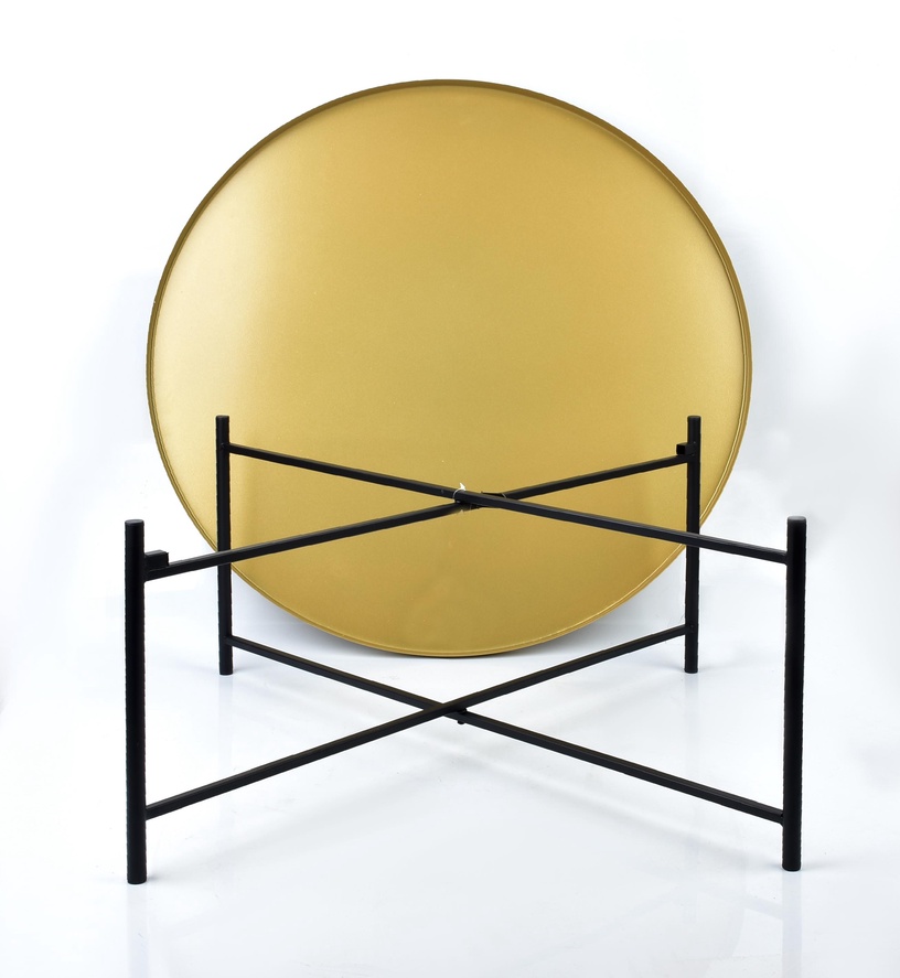 Журнальный столик Mondex Lucas, золотой/черный, 76.5 см x 76.5 см x 32 см
