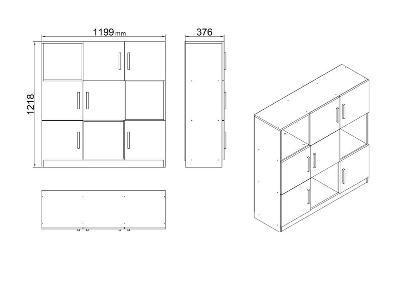 Шкафчики Kalune Design VO7 956LCS1518, дубовый/черный, 119.9 см x 73.6 см x 121.8 см