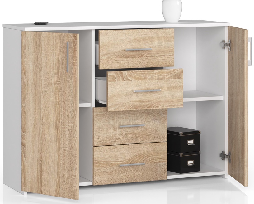 Комод Akord K45, белый/дуб сонома, 35 см x 110 см x 80 см