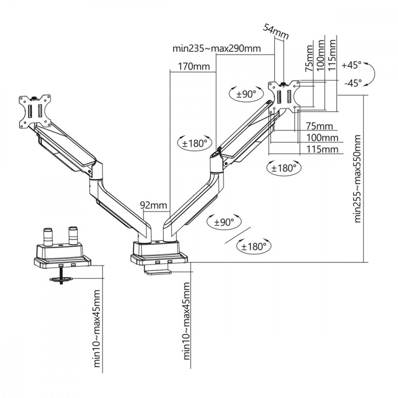 Держатель для монитора Maclean Ergo Office ED-446, 17-35″, 30 кг