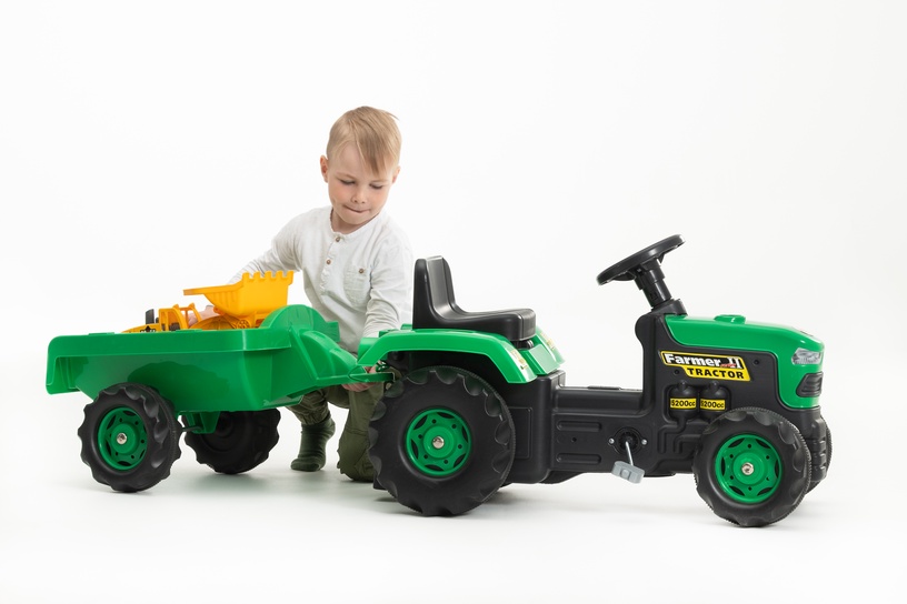 Pedaaltraktor Tractor With Trailer, roheline