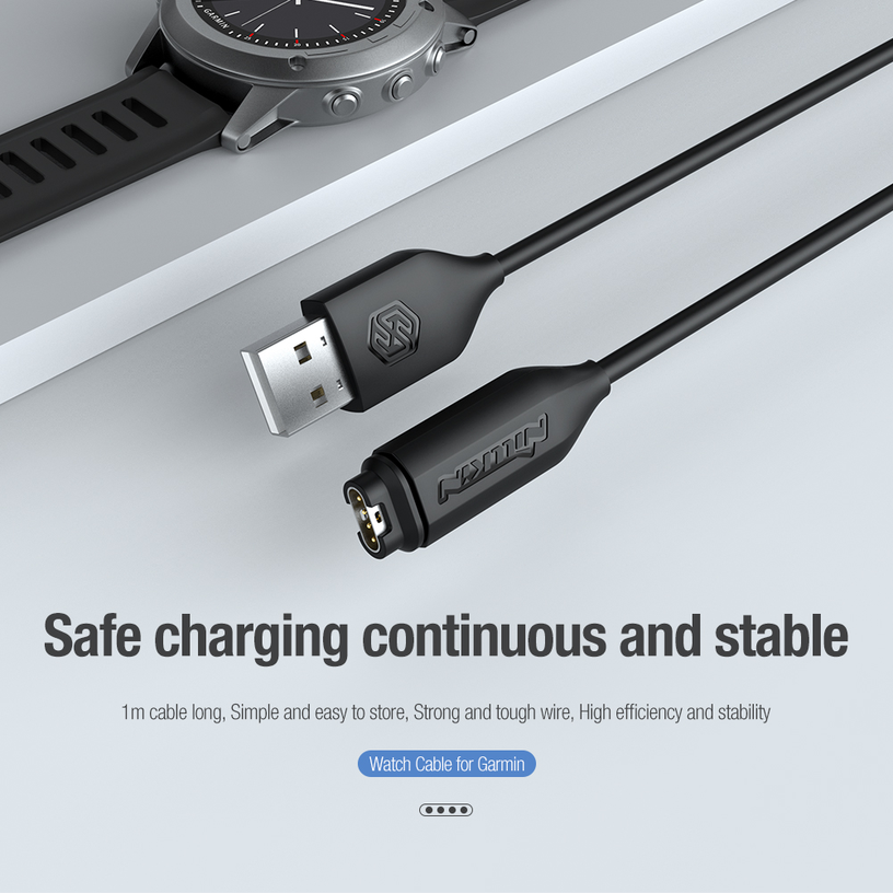 Провод для подзарядки Nillkin USB Data and Charging Cable for Garmin Watch, черный