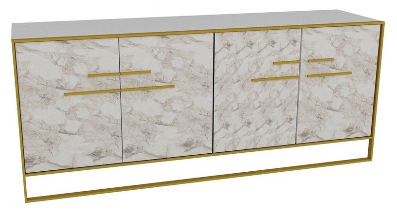 Комод Kalune Design Polka 875ZNA3512, золотой/белый, 179.9 см x 47.3 см x 75 см