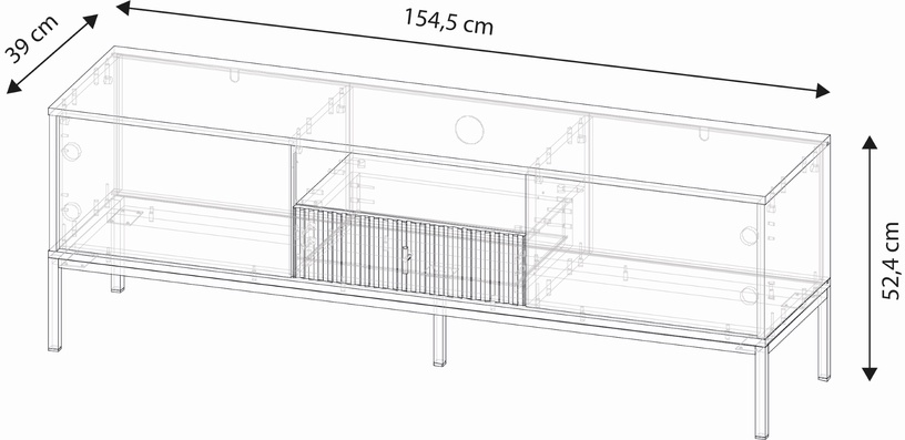 TV-kapp Maggiore MA01, must/roheline, 39 cm x 154.5 cm x 52.4 cm