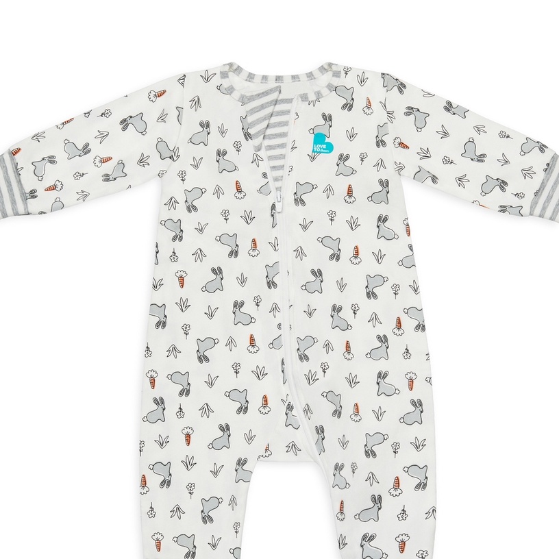 Kombinezons, mazuļiem Love To Dream Enclosed Foot Romper Bunny, balta/pelēka, 12-18 mēn.