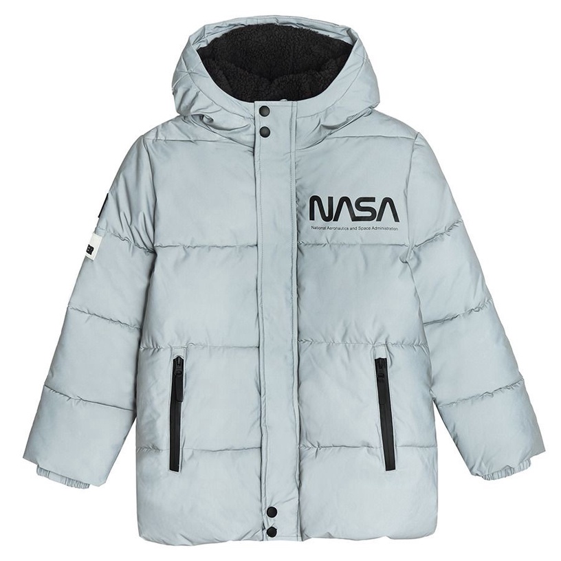 Ziemas jaka, klasisks ar siltinājumu, zēniem Cool Club NASA LOB2722166, sudraba, 164 cm